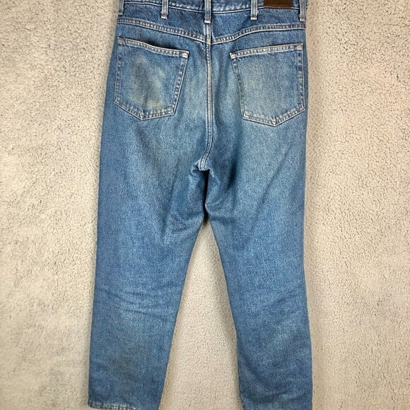 LL Bean Jeans Mens 34x30 Blue Medium Wash Green Fleece Lined Thermal 90s Classic - Picture 2 of 8